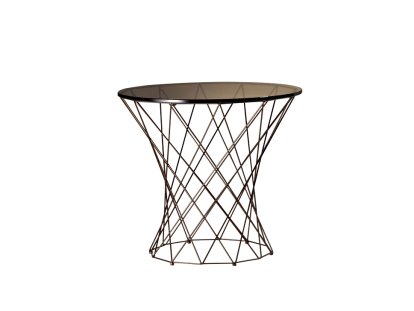Oota Couchtisch, H 47 x ø 52 cm, Glas braun getönt, Matt-pulverbeschichtet bronzefarben