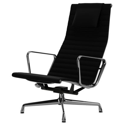Aluminium Chair EA 124, Poliert, Leder Premium F, Nero