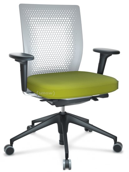 ID Air, Soft grey, Stoff Plano-68 avocado, Basic dark, 5-Stern Untergestell, Kunststoff basic dark, Mit 2D Armlehnen, Hart für Teppichboden