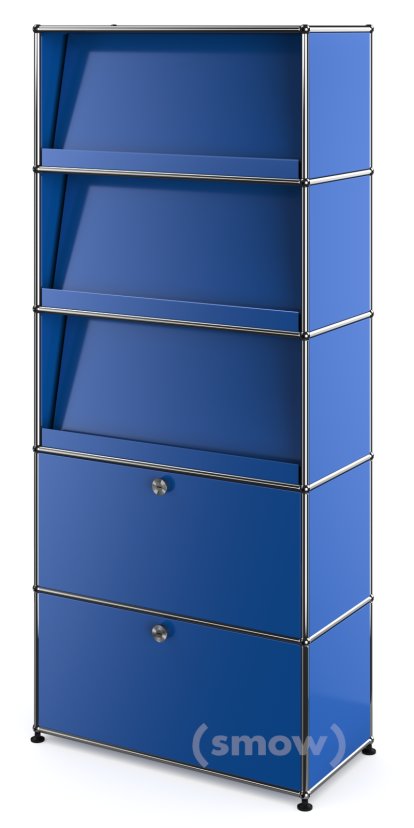 USM Haller Aktenregal mit 3 Schrägtablaren, Enzianblau RAL 5010