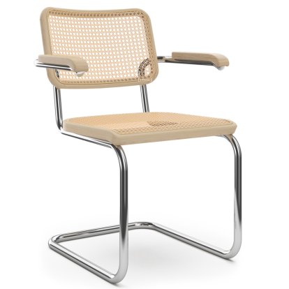 S 64 V Pure Materials Freischwinger, Esche / natur, Verchromt, Ohne Gleiter