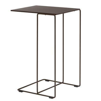 Oki Saddle Beistelltisch, H 52 x B 30 x T 36 cm, Leder Saddle coffee, Matt-pulverbeschichtet bronzefarben