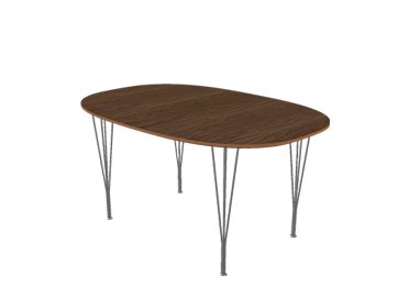 Superellipse Tisch, 150 x 100 cm, Walnuss mit Furnierkante