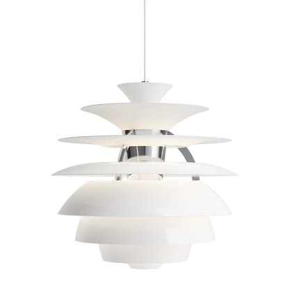 PH Snowball Pendelleuchte, White / Chrome