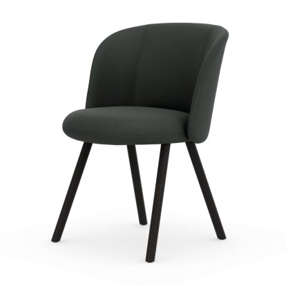 Mikado Stuhl, Vierbein-Untergestell, 4-Bein, Eiche dunkel, Plano, Sierragrau / nero, Gleiter für Teppichboden