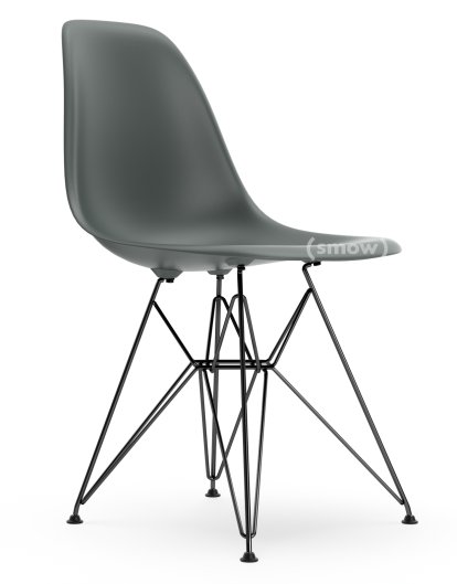 Eames Plastic Side Chair DSR, Granitgrau, Ohne Polsterung, Ohne Polsterung, Standardhöhe - 43 cm, Beschichtet basic dark