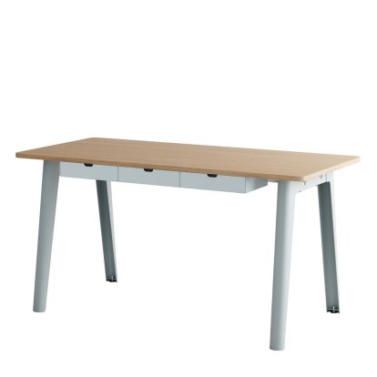 New Modern Schreibtisch, Metall/Holz, 150 x 70 cm, Mit Aufbewahrungsmodul, Blassblau