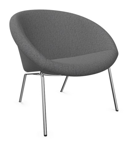 369 Sessel, Stoff Gaia silber, hochglanz-verchromt