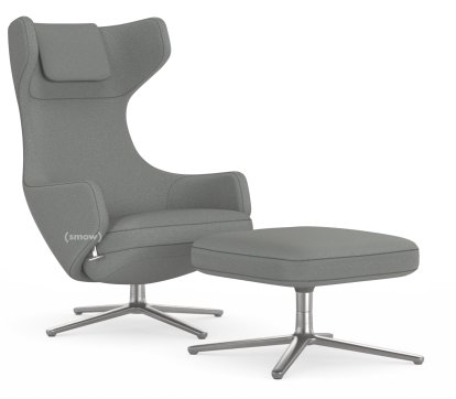 Grand Repos Loungesessel, Sessel Grand Repos & Ottoman, Stoff Cosy 2 Kieselgrau, 40 cm, Poliert