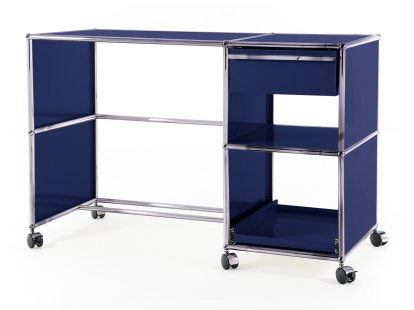 USM Haller Schreibtisch auf Rollen Typ 2, Stahlblau RAL 5011