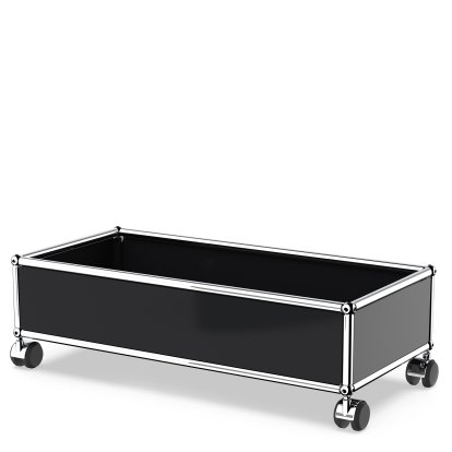 USM Haller Box mit Rollen, Graphitschwarz RAL 9011, Hart für Teppichboden