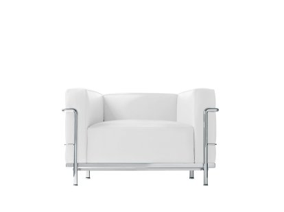 3 Fauteuil Grand Confort, grand modèle, verchromt, Leder Scozia, Weiß