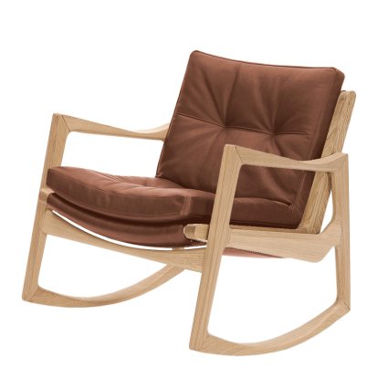 Euvira Schaukelstuhl Soft, Eiche natur, Leder Classic cognac