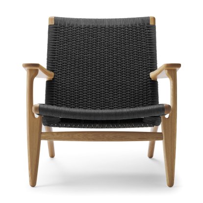 CH25 Loungesessel, Eiche geseift, Schwarz