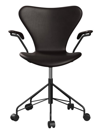 Serie 7 Drehstuhl 3117/3217 Vollpolsterung, Mit Armlehnen, Leder Grace dark brown, Black