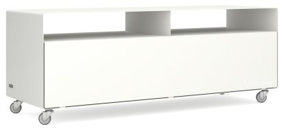 TV Lowboard R 109, Einfarbig, Reinweiß (RAL 9010), Industrierollen