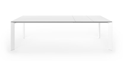 Nori Esstisch, Laminat weiß, L 166-260 x B 100 cm, Aluminium weiß lackiert