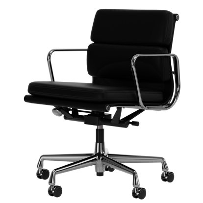 Soft Pad Chair EA 217, Verchromt, Leder Premium F nero, Plano nero
