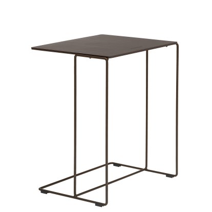 Oki Saddle Beistelltisch, H 49 x B 42 x T 34 cm, Leder Saddle coffee, Matt-pulverbeschichtet bronzefarben