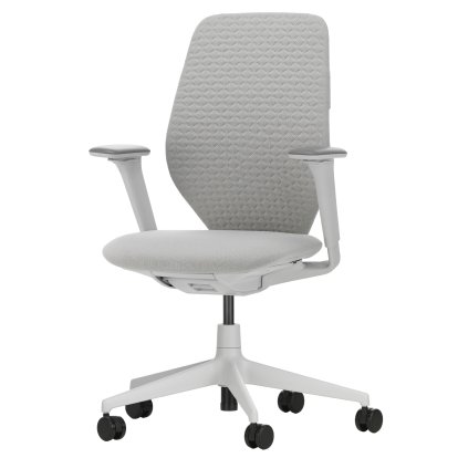 ACX Soft Bürodrehstuhl, Ohne Vorwärtsneigung, mit Sitztiefenverstellung, Höhenverstellbare Armlehnen F, Soft grey, Sitz Grid Knit, stone grey, Harte Rolle für Teppichböden
