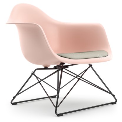 Eames Plastic Armchair LAR, Zartrosé, Sitzpolster warmgrey / elfenbein, Beschichtet basic dark