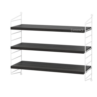 String System Wandregal S, 20 cm, Weiß, Eschefurnier schwarz