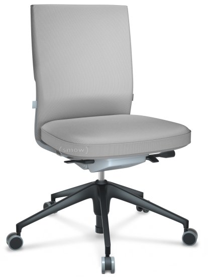 ID Soft, FlowMotion-mit Vorwärtsneigung, mit Sitztiefenverstellung, Ohne Armlehnen, 5-Stern Untergestell, Kunststoff basic dark, Soft grey, Sitz und Rücken Silk Mesh, Soft grey, Hart für Teppichboden