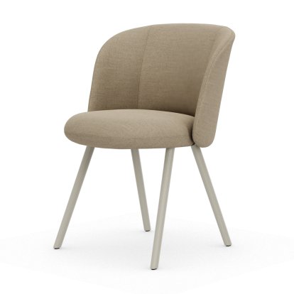 Mikado Stuhl, Vierbein-Untergestell, 4-Bein, Aluminium pulverbeschichtet kreidefarben, Dumet, Beige melange, Gleiter für Teppichboden