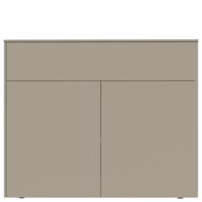 Aventa Sideboard mit Tür und Schubkasten, 120 cm, 4 Höhenraster, Melamin steingrau, Kunststoffgleiter