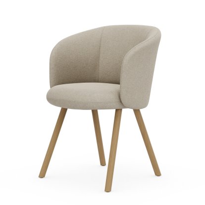 Mikado Armlehnstuhl, Vierbein-Untergestell, 4-Bein, Eiche natur, Nubia, Crème / perle, Filzgleiter für harte Böden