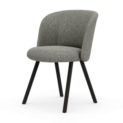 Mikado Stuhl, Vierbein-Untergestell, 4-Bein, Eiche dunkel, Nubia, Crème / dunkelbraun, Gleiter für Teppichboden