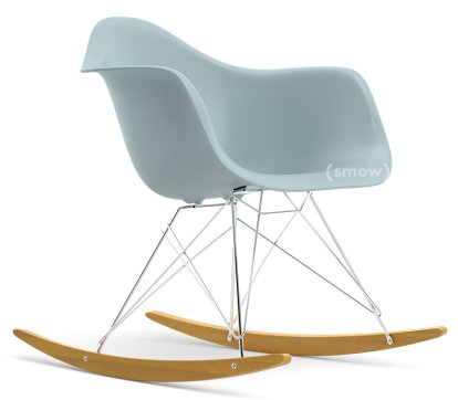 Eames Plastic Armchair RAR, Eisgrau, Verchromt, Ahorn gelblich