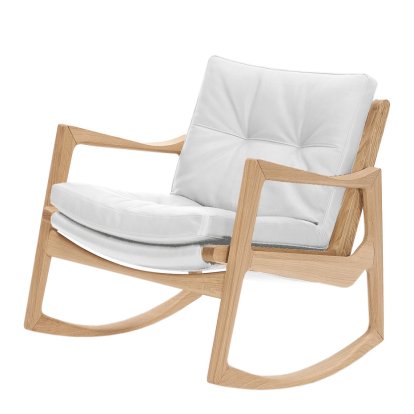 Euvira Schaukelstuhl Soft, Eiche natur, Leder Classic weiß
