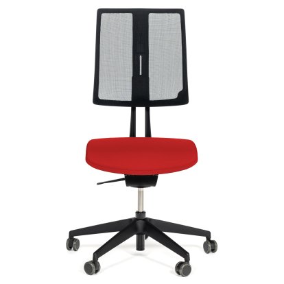 Equo Bürodrehstuhl, Schwarz, Netz, Xtreme Plus (PG0), Rot YS079, C30 KST mit Sitztiefenverstellung, Standard 100 mm, Ohne Armlehnen, Mit weichen Rollen 