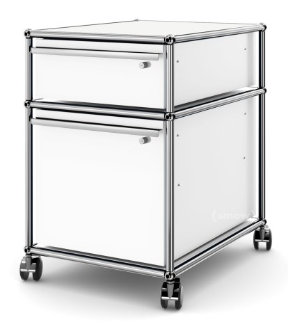 USM Haller Rollcontainer mit Hängeregistratur, Alle Fächer mit Schloss, Reinweiß RAL 9010