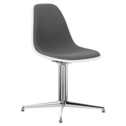 Eames Plastic Side Chair DSL, Weiß RE, Mit Vollpolsterung, Nero / elfenbein, Aluminium poliert