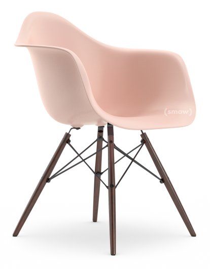 Eames Plastic Armchair DAW, Zartrosé, Ohne Polsterung, Ohne Polsterung, Standardhöhe - 43 cm, Ahorn dunkel