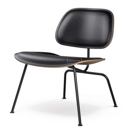 LCM / LCM Leather Loungestuhl, Nussbaum schwarz pigmentiert, Sitz Leder nero, Pulverbeschichtet basic dark glatt