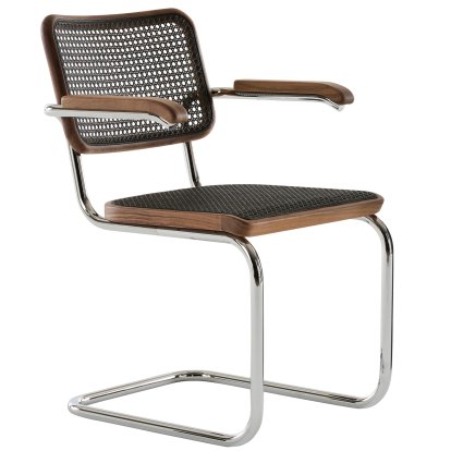 S 64 V Pure Materials Freischwinger, Nussbaum / dark melange, Verchromt, Ohne Gleiter