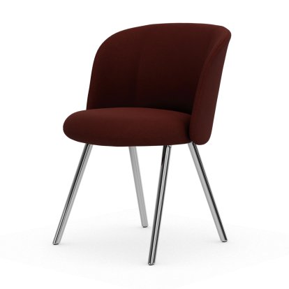 Mikado Stuhl, Vierbein-Untergestell, 4-Bein, Aluminium poliert, Dumet, Dunkelrot melange, Gleiter für Teppichboden