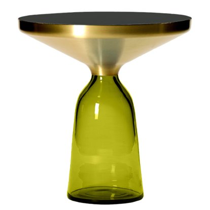 Bell Beistelltisch, Messing, klar lackiert, Olivgrün