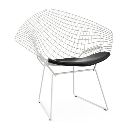 Diamond Sessel, mit Sitzkissen, Rilsan-Schutzbeschichtung weiß, Vinyl schwarz