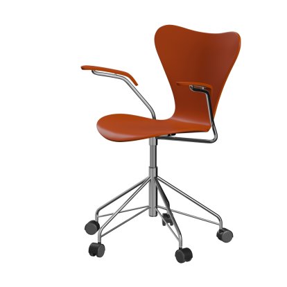 Serie 7 Drehstuhl 3117/3217 New Colours, Mit Armlehnen, Lack, Paradise orange, Chrome
