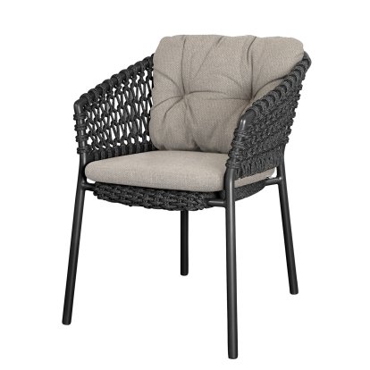 Ocean Stuhl, Open soft Rope – Dark grey, Rise - Light brown