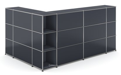 USM Haller Theke Typ 4, Anthrazitgrau RAL 7016, Ecke offen