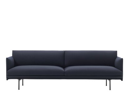 Outline Sofa, Dreisitzer, Stoff Vidar 554 - Black blue, Aluminium, schwarz