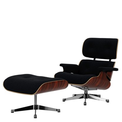 Eames Lounge Chair & Ottoman Nubia, Anthrazit schwarz / Santos Palisander, natur