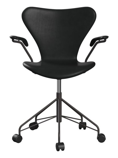 Serie 7 Drehstuhl 3117/3217 Vollpolsterung, Mit Armlehnen, Leder Grace black, Warm graphite