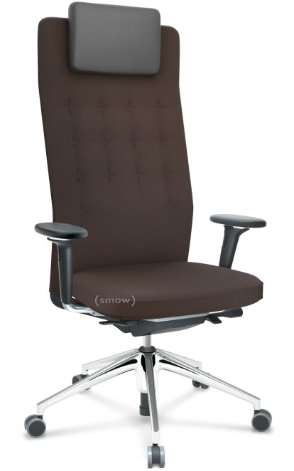 ID Trim L, FlowMotion mit Sitztiefenverstellung, Mit 3D-Armlehnen, Basic dark, Stoff Plano braun, Hart für Teppichboden