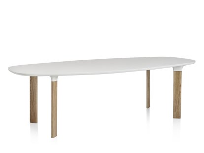 Analog Tisch, Weißes Laminat, Beine Eiche, 245 x 105 cm
